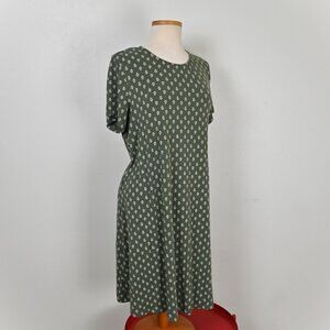 Old Navy Floral Boho Polka Dot Vacay Stretchy Green Midi Swing Sheath Dress XL